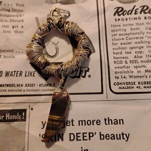 Converse Gold and Brown Wire Wrapped Pendant